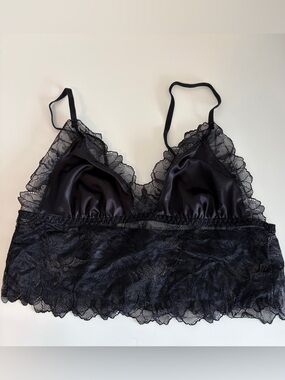 Black Lace Satin Bralette - Women’s Intimates